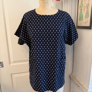 Kiriko Japanese indigo kasuri tunic with pockets and button back